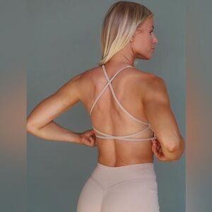 SOLD NWT Stacci Strappy Sports Bra Lumi Bare X-Back Top - Nude Tan XS